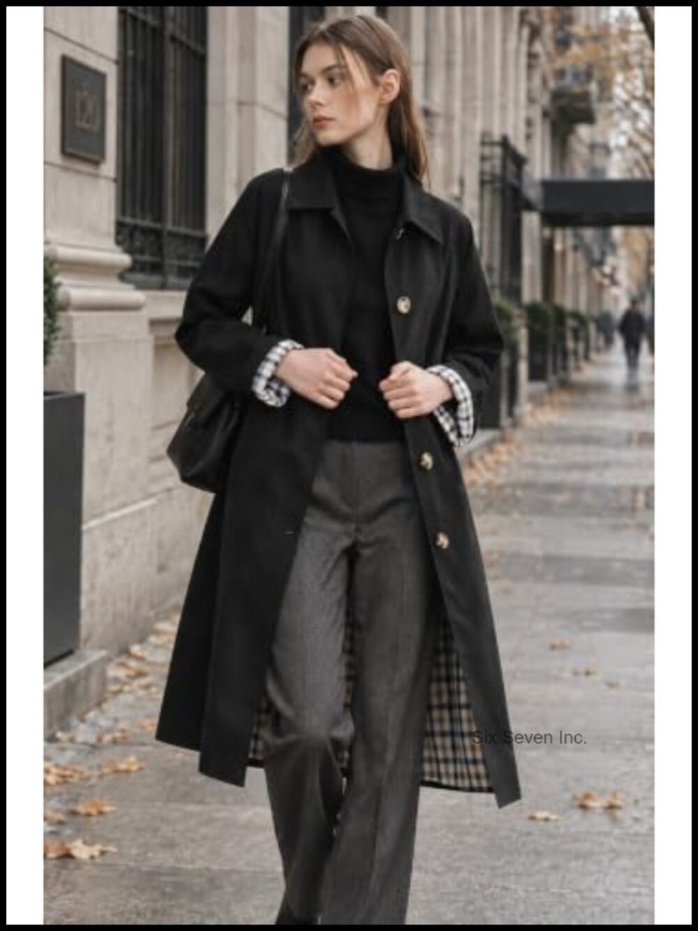Women Trench Coat Single Breasted Long Rain Coat Relaxed Fit - Picture 4 of 6